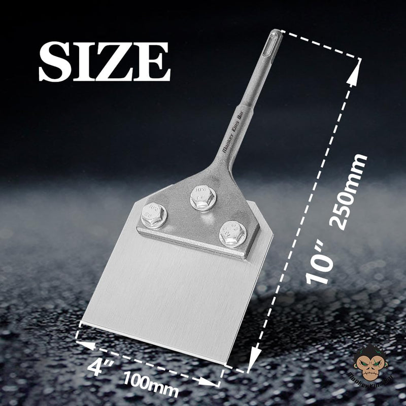 Monkey King Bar- Sds Plus Bits 4 Inch Wide -(4"x10") SDS Plus Chisel Short Handle Floor Scraper with Removes Thinset Fits SDS-Plus Rotary Hammers 10-inch length