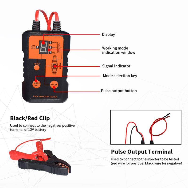 Shkalacar Fuel Injector Tester Cleaner Tool Kit, 12V Automobile Injector Tester 4 Pulse Modes Injector Tester, Simultaneously DIY Cleaning Tools, Car Injector Cleaner Controller Tool