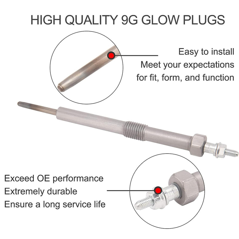 PCYMYN 12639701 9G Diesel Glow Plug 8 Set Compatible with glow plugs 6.6 duramax Chevy GMC LBZ LGH LLY LML LMM, 2006-2016 Silverado, Savana, Sierra