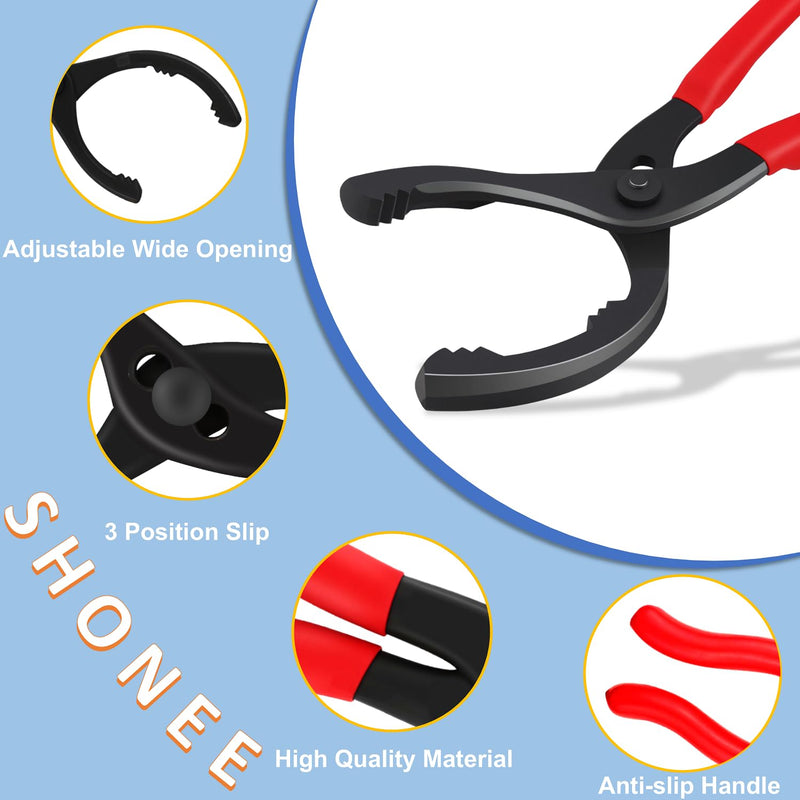 Oil Filter Wrench (L:12", Jaw Capacity: 60mm to 102mm), Automotive Oil Filter Removal Tool for Oil Change, Adjustable Fuel Filter Wrench Plier (1 Set) 12"15°Bent
