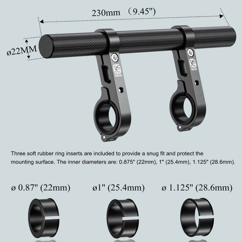BRCOVAN Carbon Fiber Handlebar Extender Extensions with Aluminum Alloy Clamp Mounting Base Fit on 0.875'' / 1'' / 1.125'' / 1.26'' Handlebars Cross Bars for Bike Bicycle Motorcycle Scooter