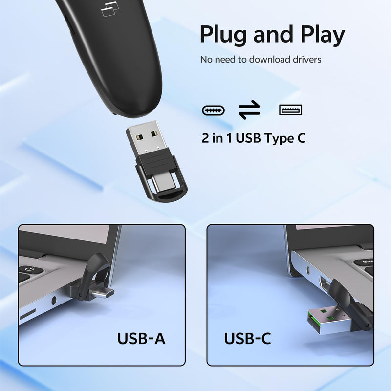 [4 Units] Presentation Clicker with 4 Cases: PowerPoint Wireless Presenter Remote USB Type C Rechargeable Red Laser Pointer Clickers Computer Project Mac PPT Slideshow Google Slide Advancer 4 Units Red Laser