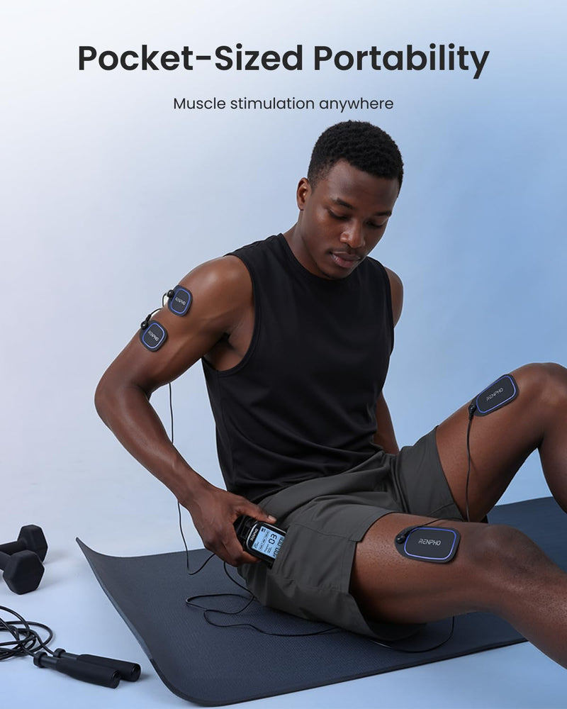 RENPHO TENS Unit Muscle Stimulator, 60 Programs EMS Unit for Back Pain Relief, Rechargeable TENS Machine with 20 Intensities, Muscle Growth Massager for Sciatica Shoulder Neck 8 Electrodes Pads