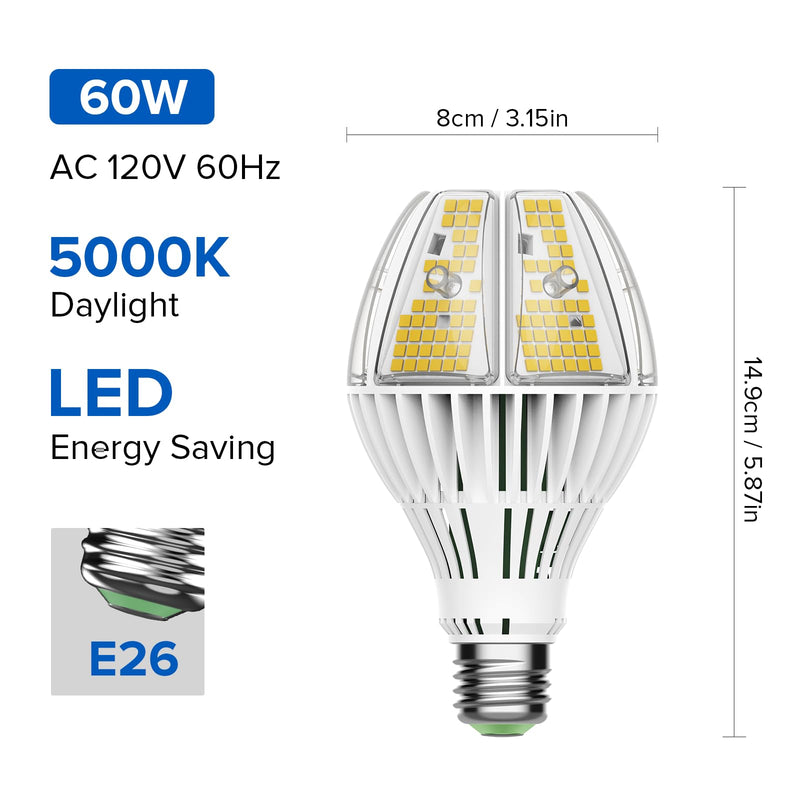 SANSI 9000 Lumens A21 LED Light Bulb, Super Bright 600W Equiv. E26 Light Bulb with Wide 270° Beam Angle, 5000K Daylight Non-Dimmable Safe 60W Bulb for Garage Warehouse Workshop Church 60 Watts