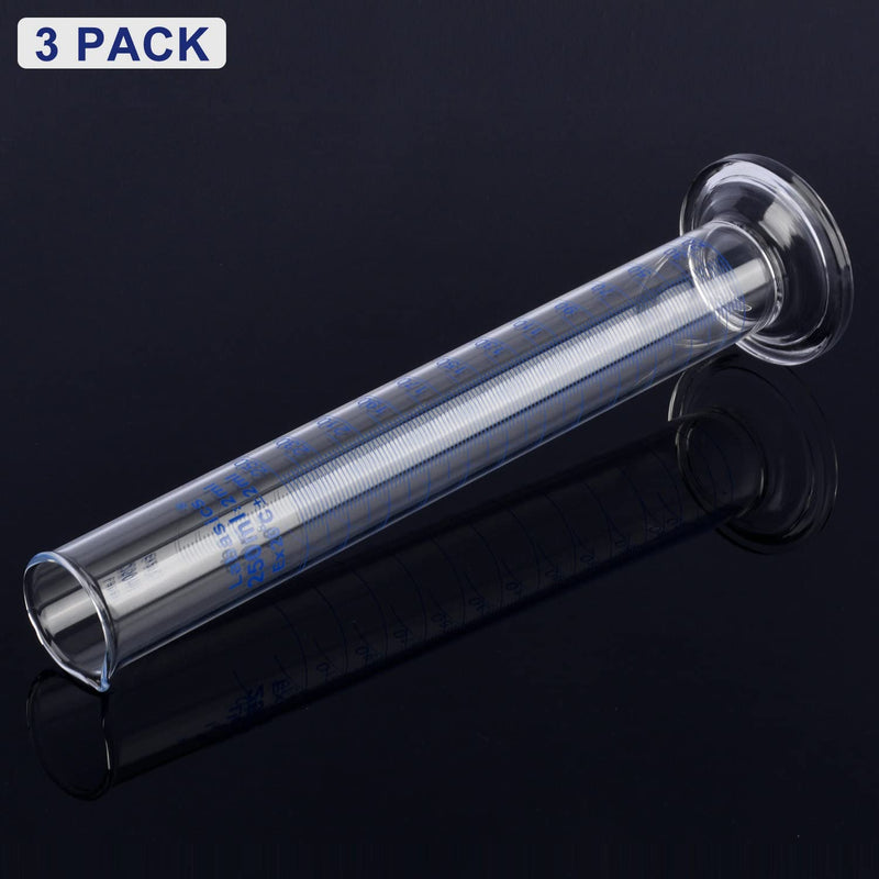 Labasics 3-Pack Borosilicate Glass 250 ml Heavy Wall Graduated Cylinder Measuring Cylinder