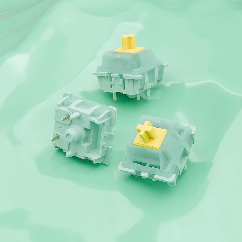 Gateron Jade Yellow Pro Open V3 Linear Keyboard Switch,5-Pin 55gf Pre-lubed Gaming Keyboard Switch Compatible with MX Mechanical Keyboard (90PCS,Jade Yellow Pro) 90PCS