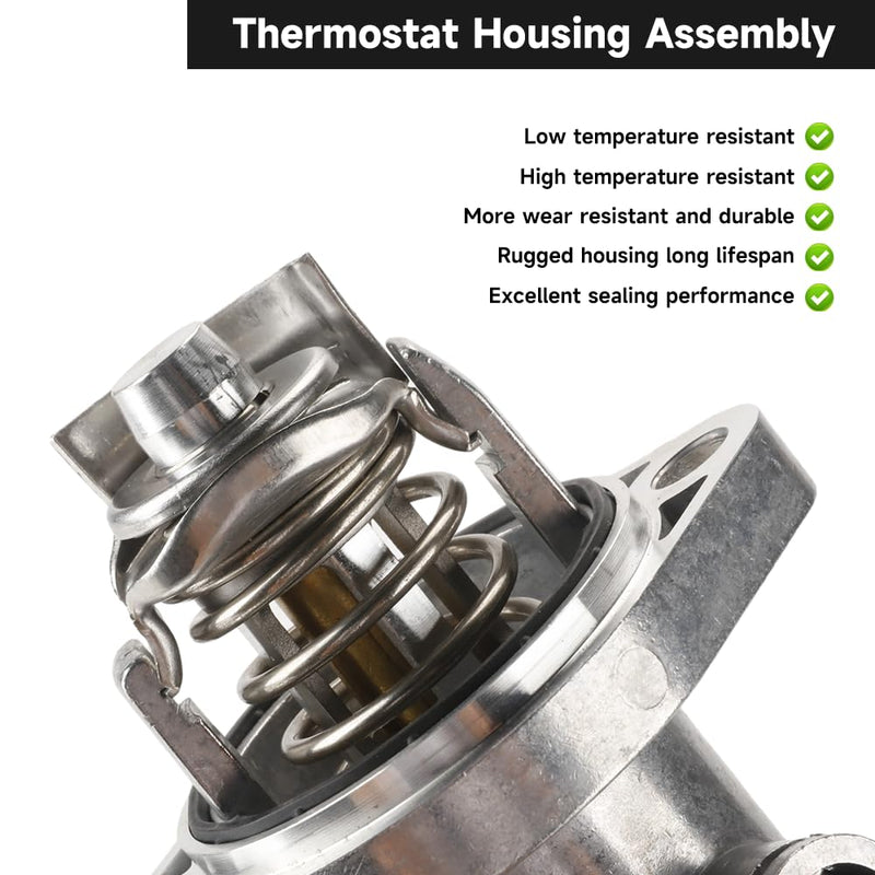 Engine Coolant Thermostat Housing Assembly - Compatible for Hyundai Elantra 2.0L L4 - Gas 2017-2020,for Hyundai Veloster 2.0L L4 - Gas 2017-2020 [Base, Premium] - Replace Part 255002E085