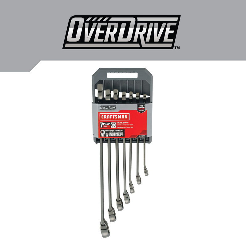 CRAFTSMAN OVERDRIVE 7-Piece Standard (SAE) Wrench Set (CMMT87707) 7-Piece SAE