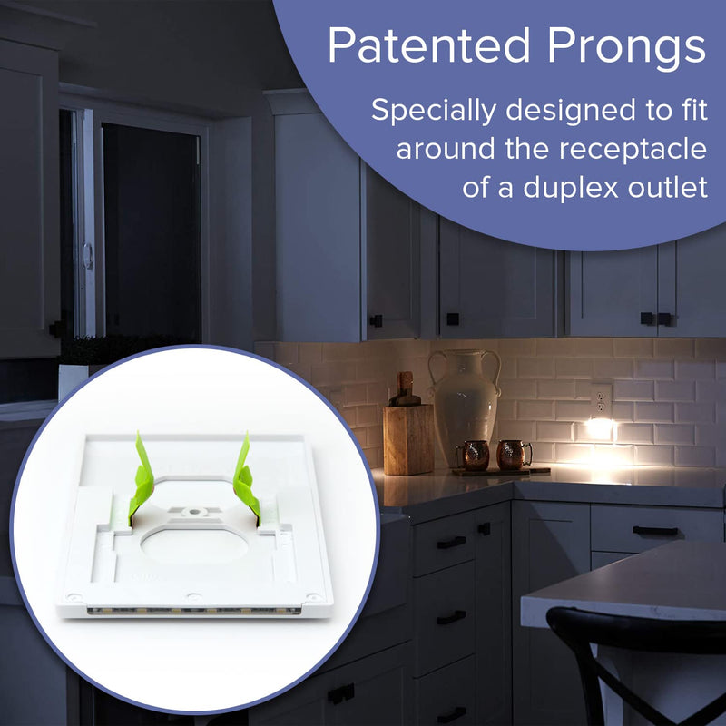2 Pack - SnapPower GuideLight [For Duplex Outlets] - Replaces Plug-In Night Light - Electrical Receptacle Wall Plate With LED Night Lights - Auto On/Off Sensor - (Duplex, Light Almond)