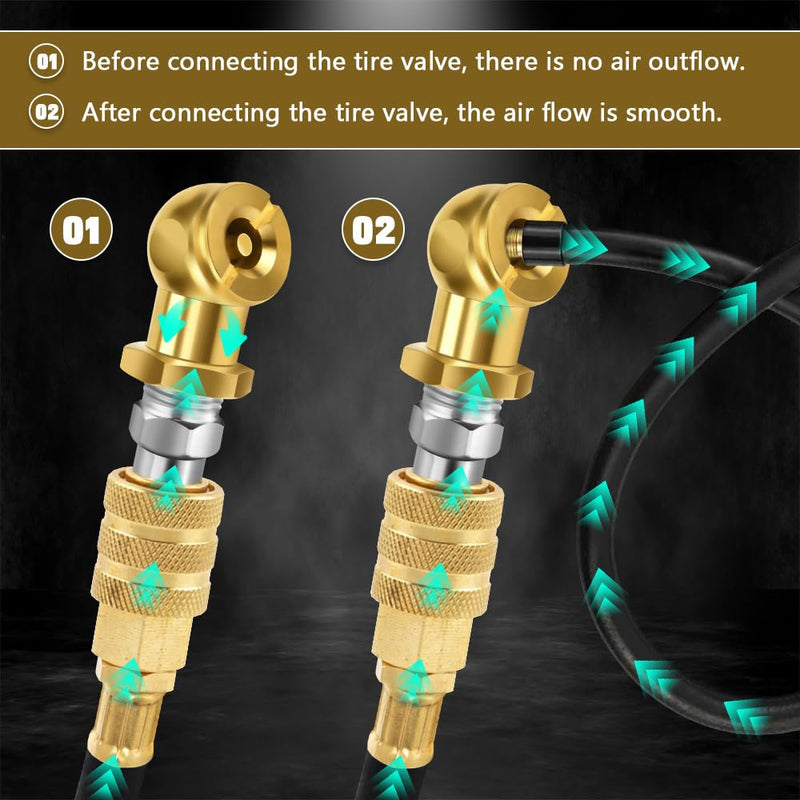 2PCS Ball Air Chuck, Closed Ball Air Chuck with 1/4" NPT Standard Quick Plug, Portable Ball Tire Air Nozzle Hose Connect Tool, Tire Inflator Gauge Air Compressor Accessories