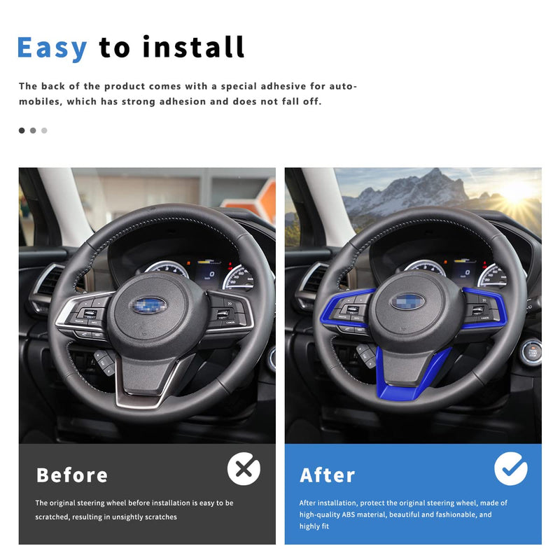 Auovo Center Console Steering Wheel Cover Trims for Subaru Crosstreck Outback Legacy Accessories 2018-2026 for Subaru Impreza 2017-2026/19-26 Forester/Ascent 2018-2026 (Blue) Blue