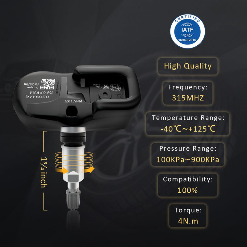 Marsflex TPMS Sensor 42607-33021 Fit for Toyota Lexus Rav4 Camry 4Runner Tacoma Corolla, Tire Pressure Monitoring Sensors Replacement PMV-107J 42607-33011 315MHz 4Pcs 4 pcs Metallic Black