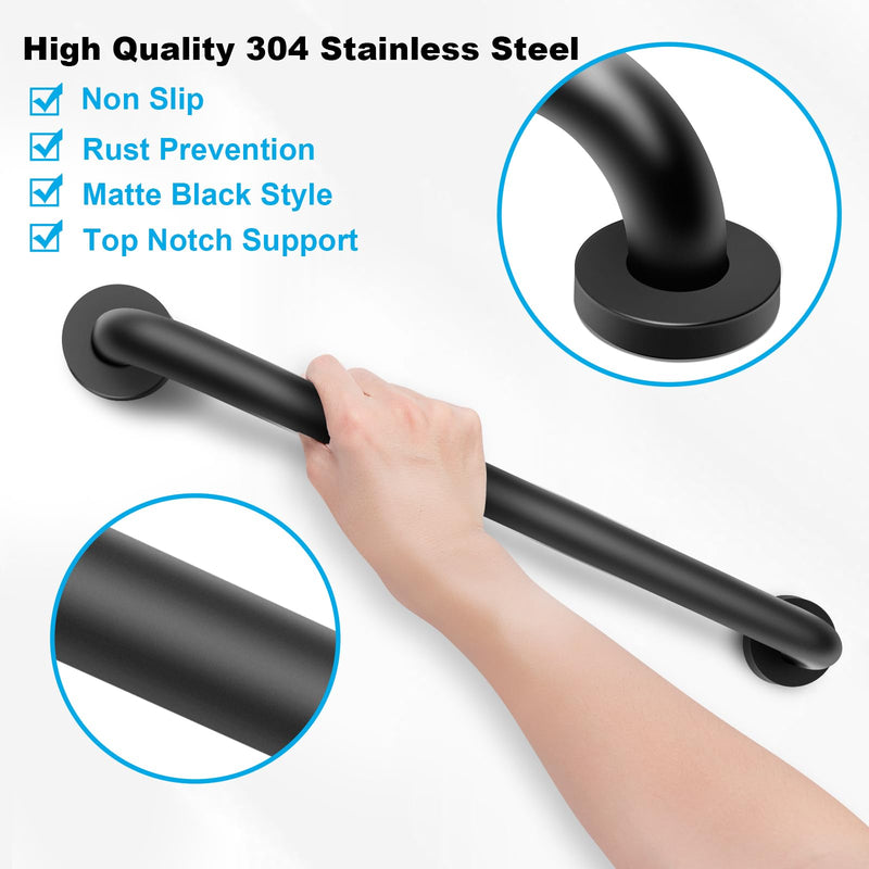 Shower Grab Bars, 2 Pack 16 Inch Heavy Duty Non-Slip Bathroom Grab Bars, 1.25" Diameter Bathroom Safety Handle for Elderly, Handicap Assist Grab Bar for Bathtub/Shower/Toilet 16Inch-2Pack
