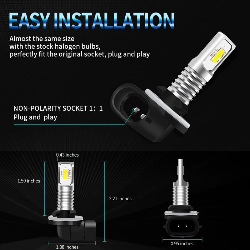  [AUSTRALIA] - Compatible with Polaris Sportsman 300 400 450 500 550 570 600 700 800 850, Compatible with Sportsman RZR 570, ACE, Hawkeye, 881 886 889 894 fog light Bulbs, 6000LM 6000K，Pack of 3