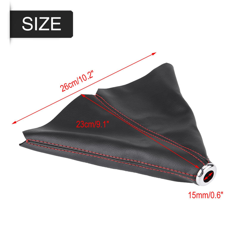 Shift Boot Cover, Shifter Boot Universal, PU Leather Shift Boot Retainer Stick Shift Sleeve Gear Shifter Boot Gear Gaiter Cover Black Bright Red Stitch for Manual Transmission Car, QC06365