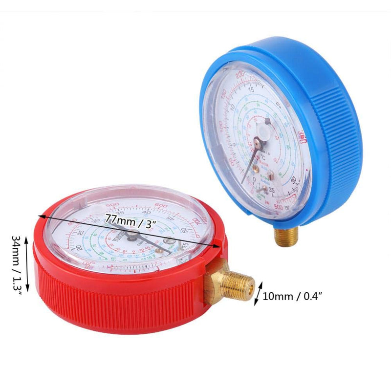 Refrigerant Gauge,One Pair of Refrigerant Low and High Pressure Gauges 11.2mm Fit for Air Conditioner R410A R134A R22 PSI KPA