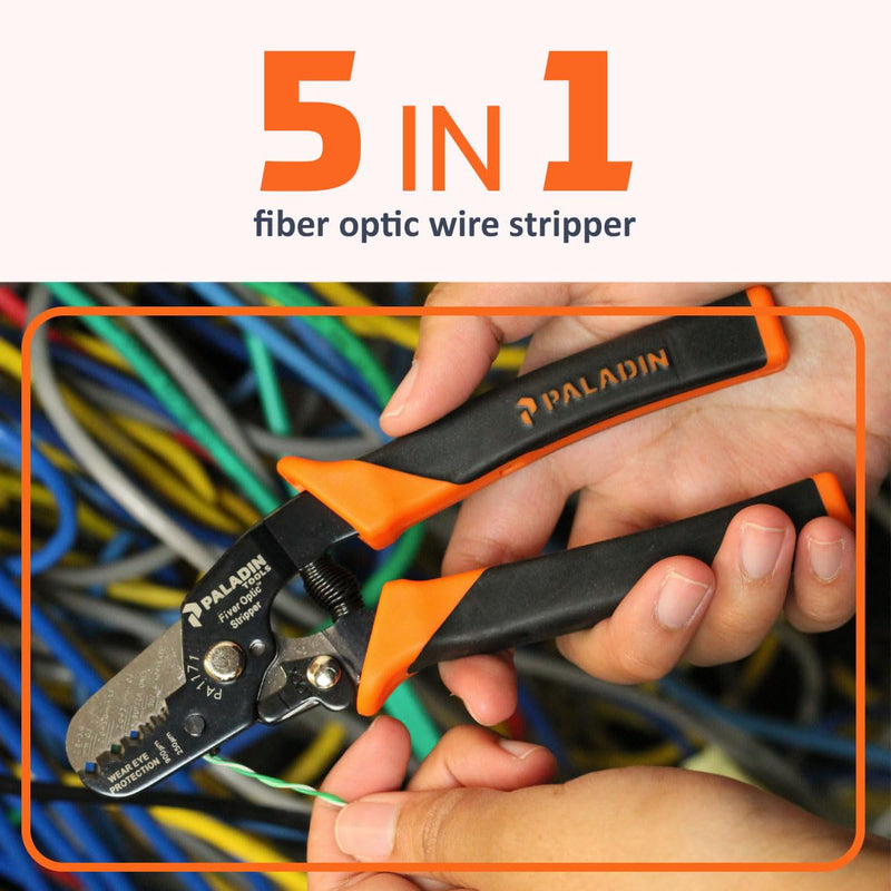 Paladin Tools PA1171 ProGrip Fiber Optic Stripper, 5-in-1 Professional Grade Fiber Optic Stripping Tool