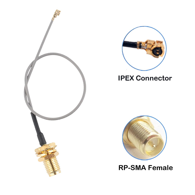 WiFi Antenna Dual Band 2.4GHz 5.8GHz 12dBi RP-SMA Male Antenna 20cm+U.FL IPX IPEX to RP-SMA Female Cable RG1.13 for WiFi Router Wireless Adapter Network Card Security Camera(Pack of 4)