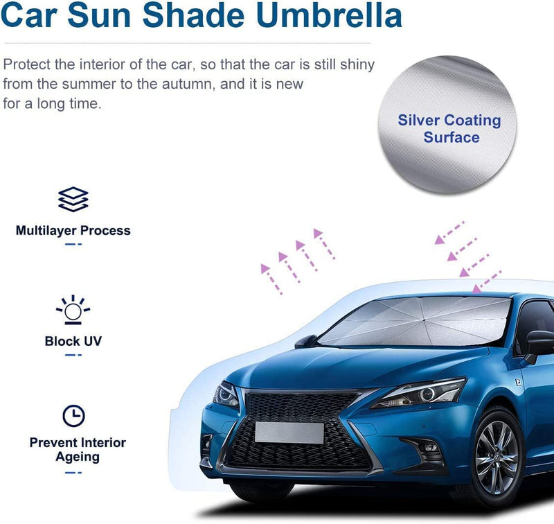 helloleiboo Car Windshield Sun Shade UV Rays and Heat Sun Visor Protector Foldable Reflector Umbrella brella Shield 57 * 31 inches