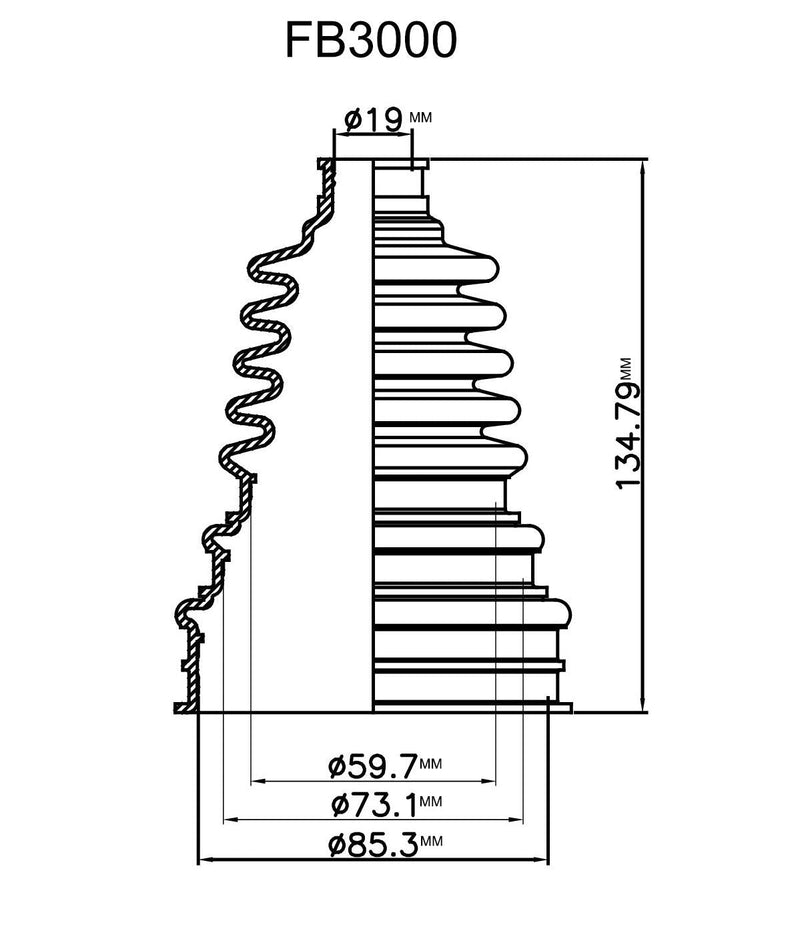FB3000 Small Shaft Universal CV Boot