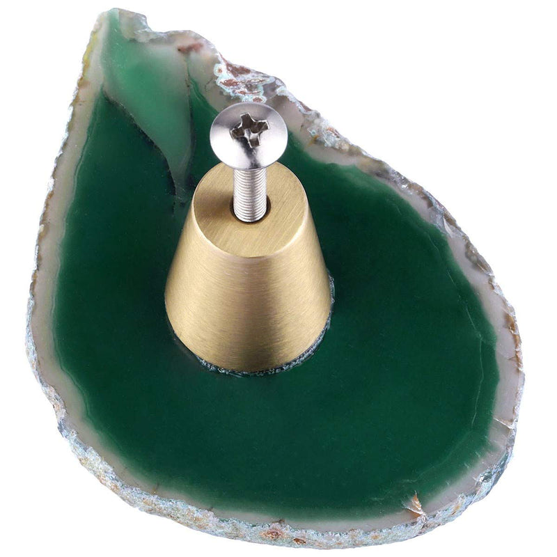 Rockcloud Pack of 4 Agate Slice Cabinet Drawer Knobs Cupboard Dresser Door Pull Home Decorative Furniture Hardware, Green