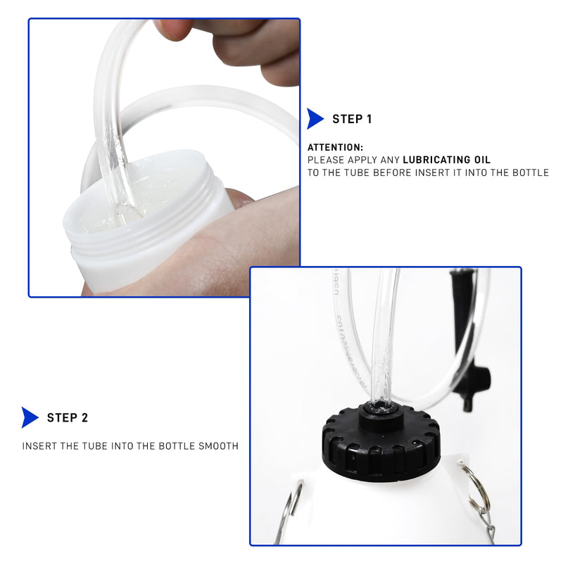 1L Brake Bleeder Bottle One Person, Brake Fluid Bleeding kit with 24 inch Tube and Rubber Connector for Collect Brake Fluid 1 L Reservoir Bottle