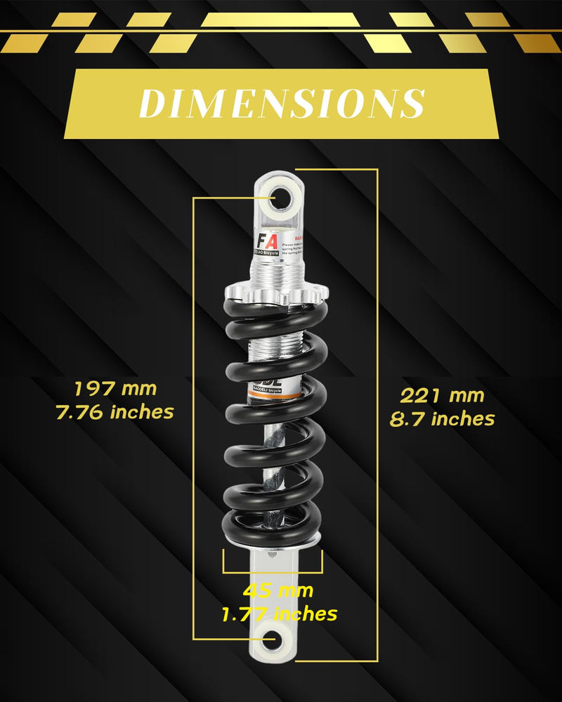 MX650 Rear Shock Absorber 8.7'' 221mm for MX650/500, SX500 Electric Dirt Bike And More Pit Bikes