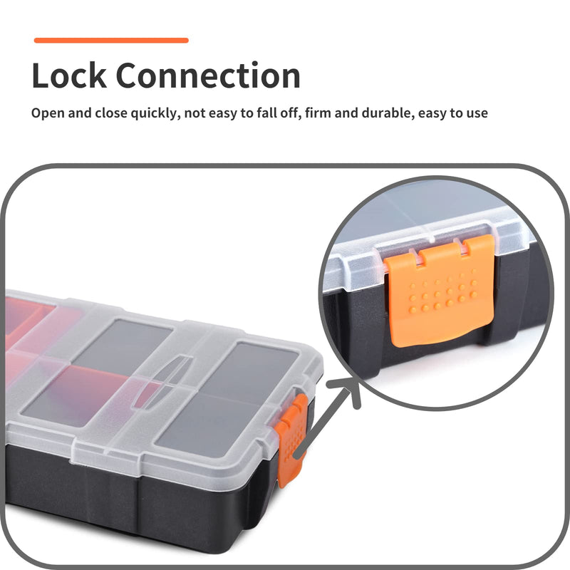 Tool Box Organizers, Components Storage Box Small Parts Tool Box Holder Hardware Storage Box Tools Organizer Container with Removable Plastic Dividers