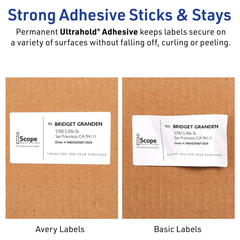 Avery Waterproof Printable Shipping Labels with Sure Feed, 2" x 4", White, 100 Blank Mailing Labels (15513)