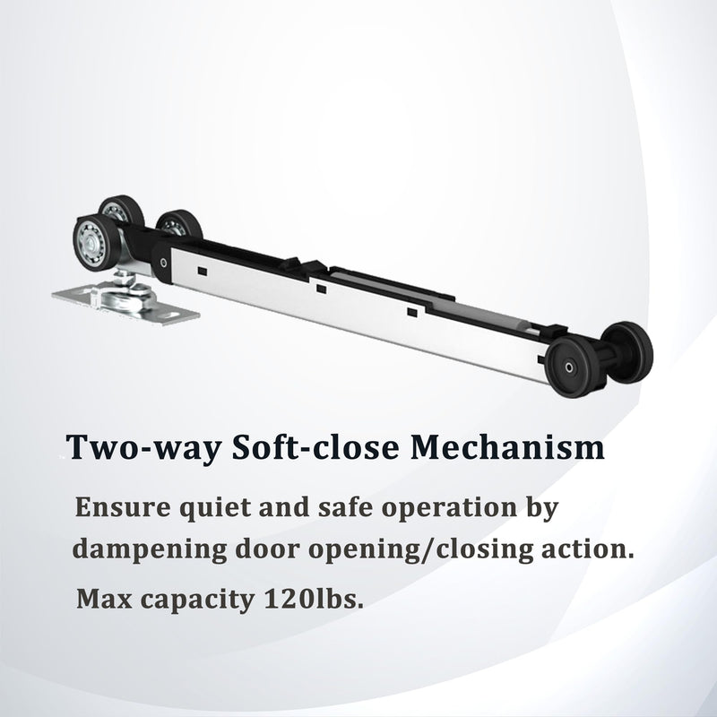 JUBEST Pocket Door Roller with 120LBS Soft Close Mechanism, Two-Way Soft Close, Three-Wheel Pocket Door Hanger, Double Sided Pocket Door Hardware