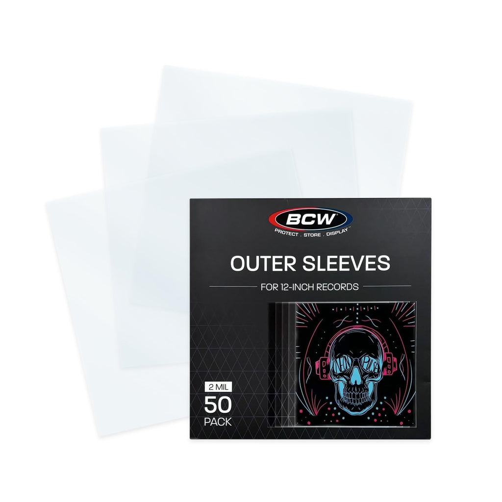 BCW Vinyl Record Sleeves 12 Inch 50 ct | Clear Polypropylene Vinyl Sleeves for 33 1/3 RPM | Archival Quality, Acid-Free | Premium Outer Sleeves for Record Albums | 2 Mil | Ideal for Vinyl Collectors 2 Mil Thickness