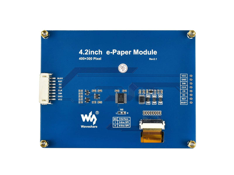 Waveshare 4.2inch E-Ink Display Module Compatible with Raspberry Pi 5/4B/3B/Zero/Zero W/Zero 2W/Pico/Pico W/Pico WH, 400x300 Resolution SPI Interface