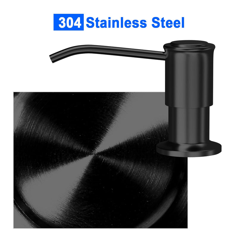 Soap Dispenser for Kitchen Sink, Kitchen Sink SoapDispenser Pump, Refill from The Top, Sink Soap Dispenser with 17OZ Large Liquid Bottle, Black (2 Scrub Sponges)
