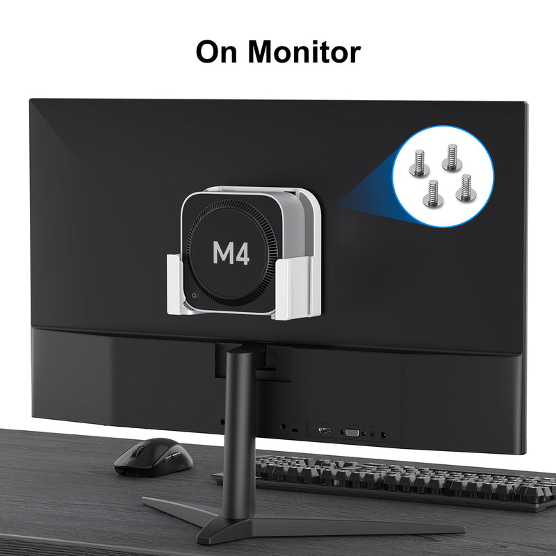 VESA Mount for Mac mini M4 with Storage Baskets – Wall & Monitor Mounting Bracket, Anti-Scratch & Non-Slip Design, Full Port Access, Compatible with VESA 75x75mm & 100x100mm, Not for M1/M2