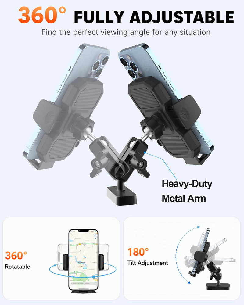 Magnetic Phone Mount for Metal Surfaces with 360° Adjustable Arm | Strong N52 magnetic base with 360° adjustment for secure hands-free phone viewing on vehicles and metal surfaces.