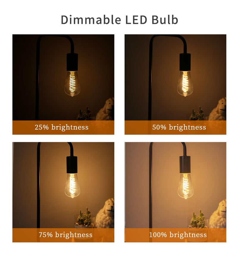 12 PCS Dimmable Vintage LED Edison Bulbs, 6W Equivalent 60 Watt, Warm White 2700K, Antique Flexible Spiral LED Filament Light Bulb, ST58 (ST19), 600 Lumens, E26 Base, Clear Plastic 2700k 12pack