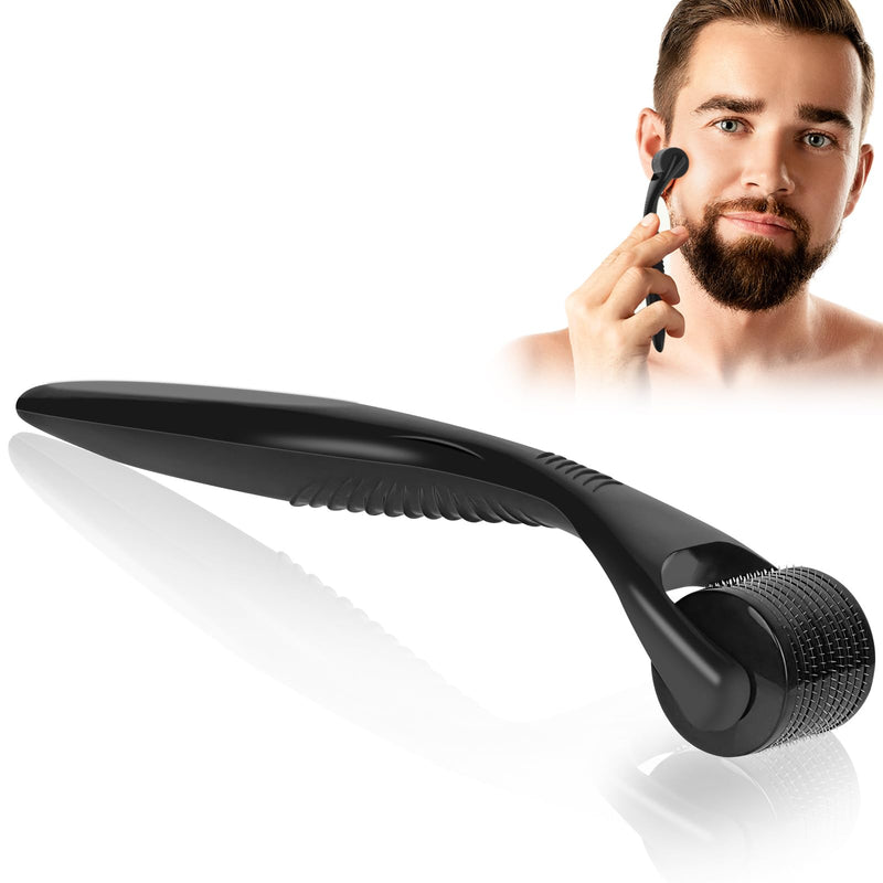 LOPHE Derma Roller, 0.5mm Microneedle Derma Roller for Men and Women, Professional Microneedling Derma Needling, Micro Needle Roller Facial Wrinkles Hair Loss Stretch Marks Hair Regrowth Black head + black handle