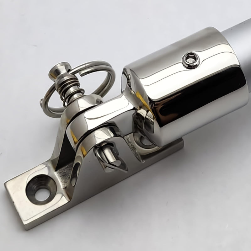 Bimini Top Hardware, Deck Hinge with Quick Release Pin, Eye End Cap, 316 Stainless Steel (2 Pair) White 1inch