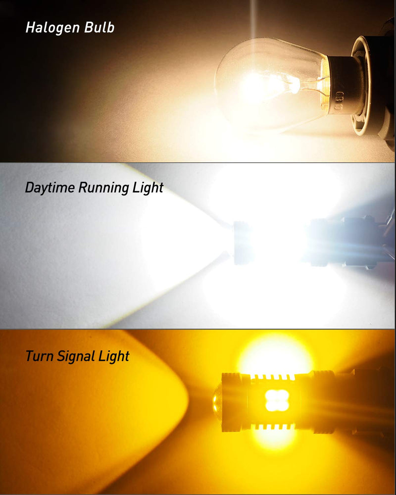 AUXITO White and Amber Dual Color Switchback 3157 3155 3457 4157 LED Bulbs with Projector 3030 Chipsets for Car Turn Signal Lights Parking Lights, (Pack of 2) White/Amber Yellow Switchback