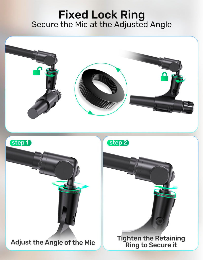 Ball and Socket Head Microphone Adapter with 360° Swivel Angle Adjustment | up to 2kg(4.4 lbs) / All-metal construction / Supports Shure SM7B and other heavy mics