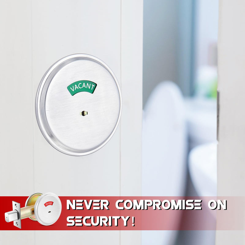 Tandefio 1 Pcs Vacant Occupied Bathroom Lock, in Use Deadbolt with Occupancy Indicator, 304 Stainless Steel, Fit Door Thickness 1 3/8" to 2", Not Adjustable, for Restaurants, Hotels, Offices (Silver) Silver