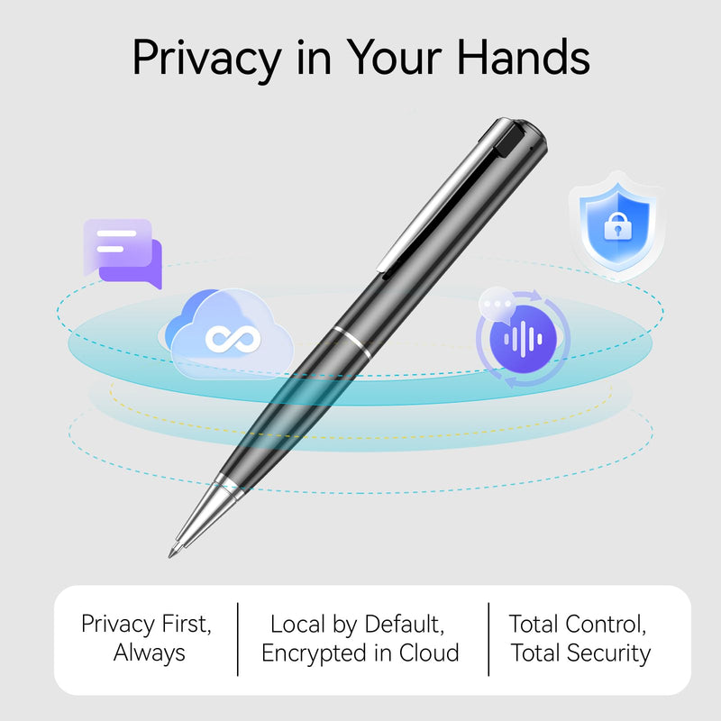 AI Voice Recorder, Note Ai Voice Recorder Transcription Summary & Mind Map, Ai Note Taking Device Supports 150 Languages, App Control, AI Recording Pen for Meetings, Lectures, Interviews, Calls Black