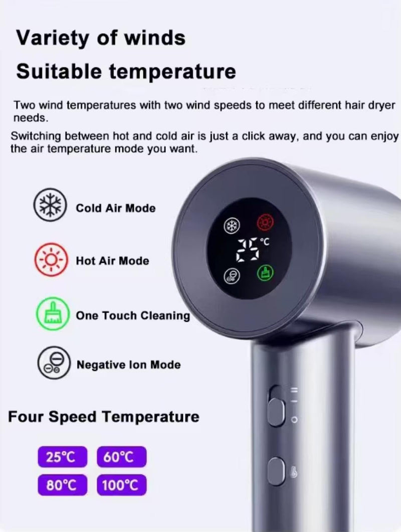  [AUSTRALIA] - Ionic Hairdryer 110,000 RPM | Professional Hair Dryer for Women & Salon Use | Fast Dry Brushless Motor | Negative Ion Technology | Smart Digital Display | Low Noise Blow Dryer | Gift Box Included