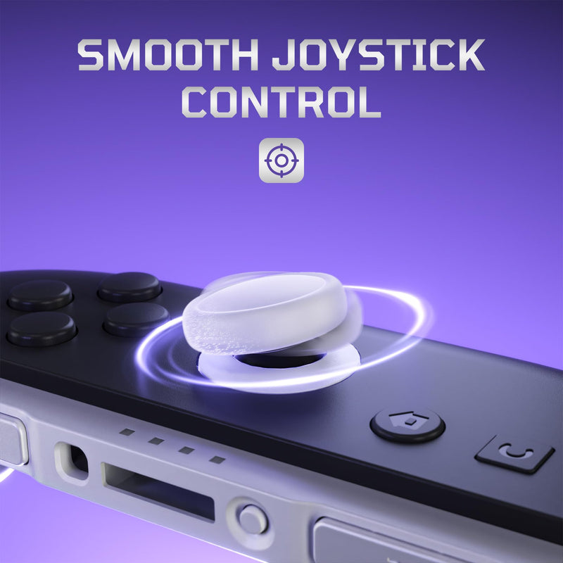 eXtremeRate Replacement 3D Joystick & Thumb Grips & Side Rail Shell Buttons for Nintendo Switch 2 JoyCon, Console Rail Stickers Controller Left Right Analog Stick Thumbsticks Caps for Switch 2 - White