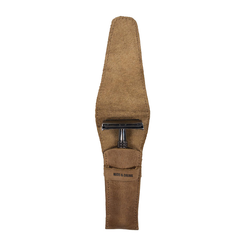 Hide & Drink, Leather Safety Razor Case, Shaving Accessories, Personal Care Essentials, Handmade Includes 101 Year Warranty (Single Malt Mahogany) Single Malt Mahogany