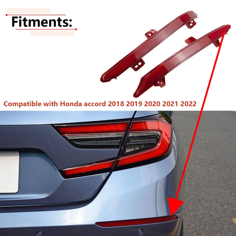 RLB-HILON Rear Bumper Reflector Compatible with Honda Accord 2018 2019 2020 2021 2022 Year, for HO1184113 HO1185113 33555-TVA-A01 33505-TVA-A01, for Driver and Passenger Side
