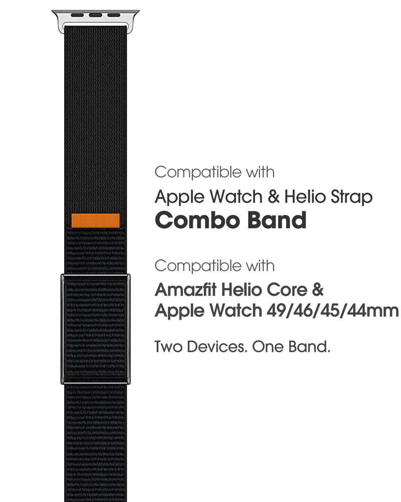Nylon Sport Band Compatible with Amazfit Helio Strap Apple Watch Combo Band | Adjustable Fitness Wristband with Metal Bumper Case for Helio Strap & iWatch 44/45/46/49mm