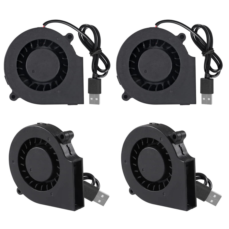 UMLIFE 4PCS 75mm 5V USB DC Brushless Cooling Blower Fan for 3D Printer, PC CPU Computer Case Cooler (75mm x 15mm) 4PCS 75mm x 15mm
