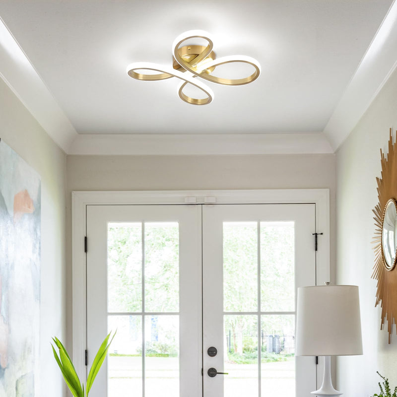 ADISUN Modern LED Ceiling Light, 6000K Semi Flush Mount Ceiling Light Fixture, Modern Ceiling Lights for Hallway Bedroom Corridor Aisle Bathroom Indoor Ceiling Lamp (L14.56*W14.56*H2.4) Gold