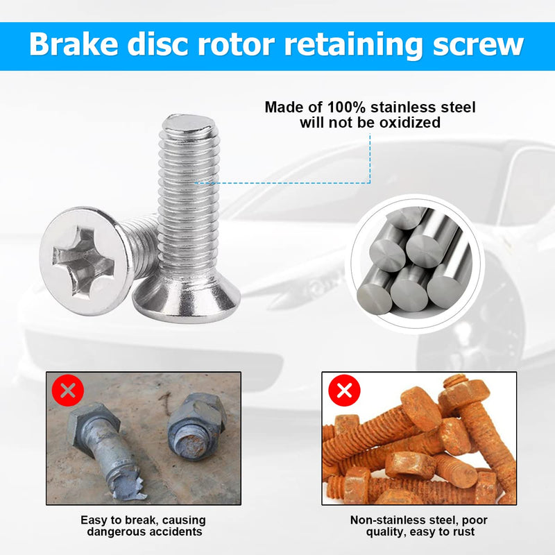 12PCS Stainless Steel Brake Disc Rotor Screws, 93600-06014-0H, Retaining Hardware Bolts Screw Kit for Front and Rear, Car Replacement for Acura, K3, City, Civic, Accord, Odyssey 12 PCS